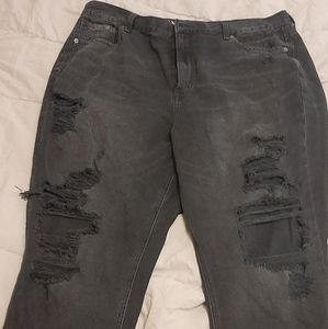 American eagle black ripped mom jeans